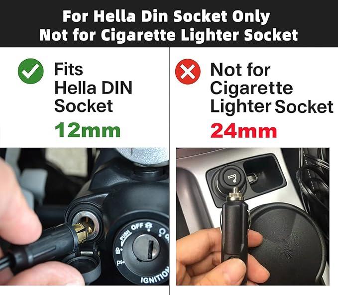 Motorcycle DIN/Hella USB Charger (NOT for Car Cigarette Socket), 36W PD3.0 & 18W QC3.0 Power Adapter with Switch, Voltmeter, Waterproof USB-C & USB-A Plug for BMW Ducati Triumph