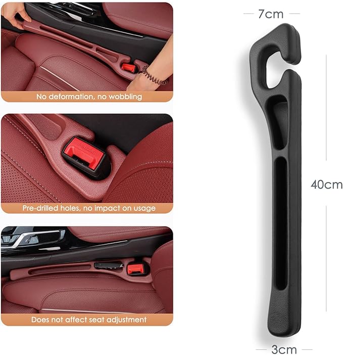2PCS Car Seat Gapster, Car Seat Gap Filler for Filling Gaps Between Consoles, No Drop Seat Guard with Storage Slot, Black