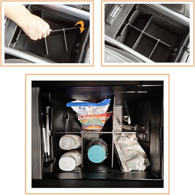TACOBRO Center Console Dividers Compatible with Honda Pilot 2016-2022 / Ridgeline 2017-2022 2023/ Passport 2019-2022 2023 Accessories, Interior Armrest Insert Underseat Storage