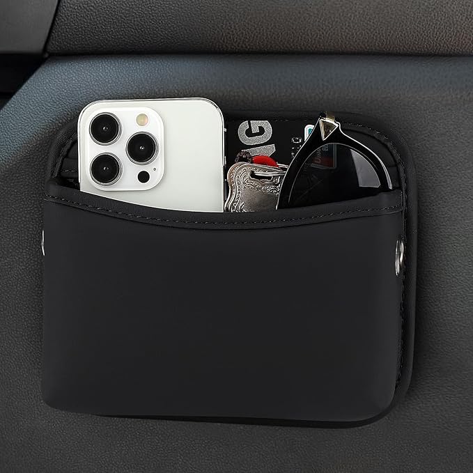 Accmor Car Seat Side Pocket Organizer, PU Leather Pouch Bag for Car Seat, Door, Window, Console, Registration Wallet Cards Trash Phone Sunglasses Holder Pocket for Auto