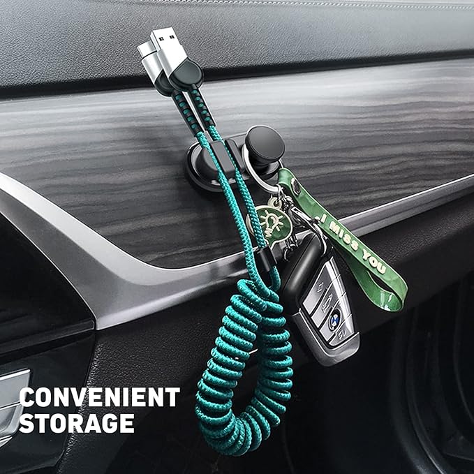 Car Dashboard Hook Holder for Key, Charging Cable, Data Cable,Earphone Cable,Bag and Mask, Phone Cord Organizer Stick on Dashboard,Hanging Hooks, Holder, Organizer, Winder for Car,Door and Wall(2PCS)
