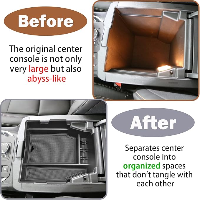 RUNROAD Center Console Organizer Tray Compatible with Chevy Traverse 2018-2021 2022 2023 Accessories, Insert Secondary Storage Box ABS Material Armrest Tray Black