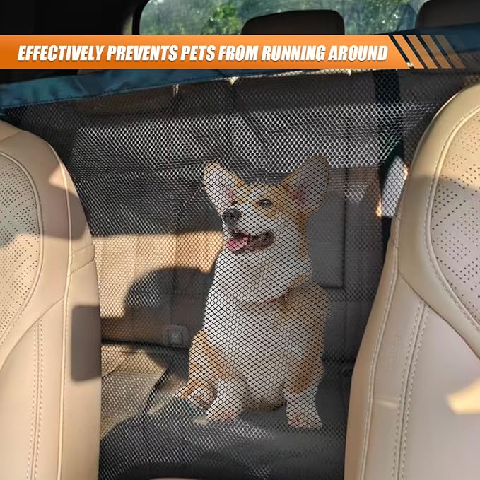 YoRise Car Dog Barrier Net, Multifunctional Automotive Pet Protection Net Barrier with Adjusting Rope & Hook, Universal Vehicle Backseat Mesh Safety Divider for Car, SUV, Pickup(L)