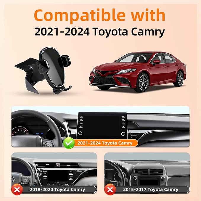 Car Phone Holder for Toyota Camry (2021-2023 2024), Dashboard Phone Mount, 360 Phone Holder Rotating, Hands Free Mobile Holder, Car Mount for iPhone, Samsung & Android, 2022 Camry Interior Accessories