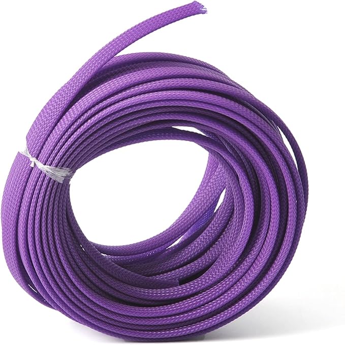 Aicosineg Cable Sleeve Braided Sleeving PET Wire Loom Tubing Cable 32.81ft-1/3inches Wrap Protector for HiFi Audio and Video Headphone Cable Protect Wires from Chewing of Pets Purple
