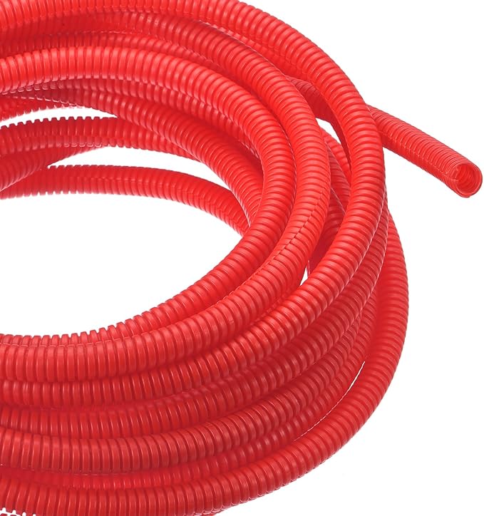 DMiotech 25ft Wire Loom Split Tubing 1/4 Inch(7 Mm) ID, Cord Protectors from Pet Flexible Conduit Cable Management for Office, Home, Garden, Red