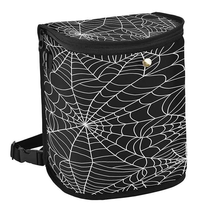 Halloween Gray Spider Web Car Trash Can with Lid Waterproof Leak Proof Car Trash Bag Car Garbage Can for Headrest SUV Truck