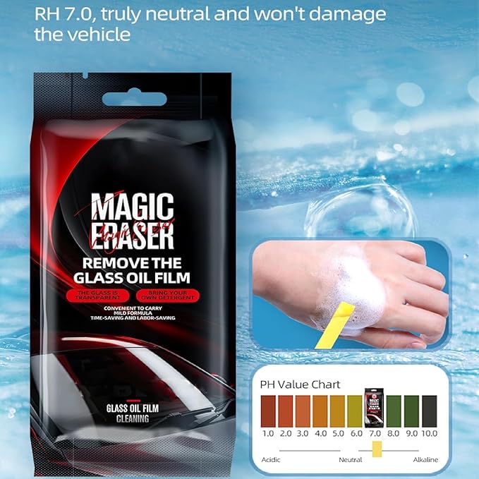 Car Glass Film Magic Cleaning Sponge, Non-Scratch Windshield Oil Film Remover Brush, Car Windshield Cleaner Tool, Anti-Rain Fog for Clear Vision Driving
