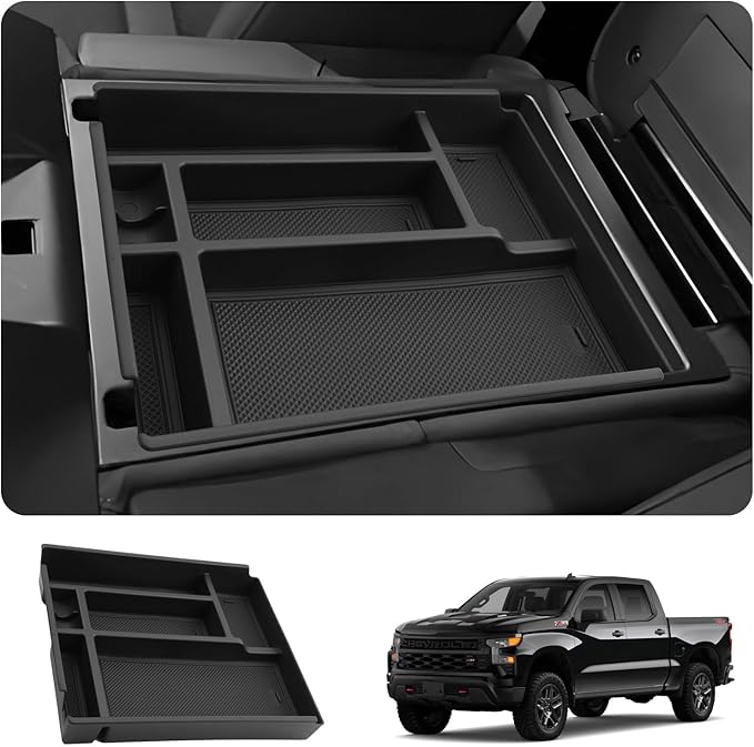 LUWU Center Console Organizer Compatible with 2019-2022 2023 2024 2025 2026 Chevy Silverado/GMC Sierra 1500 & 2020-2025 2026 Chevrolet Silverado/Sierra 2500HD 3500HD 1PC (Split-Bench Folding Seat)