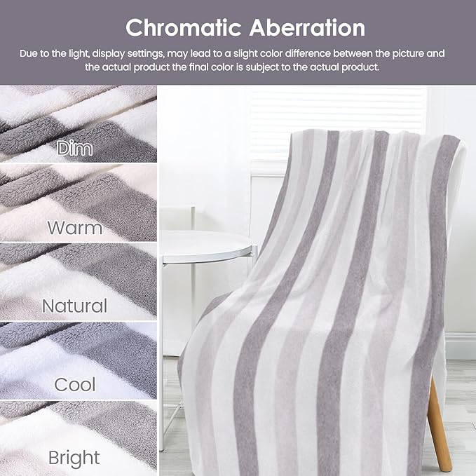 JML Microfiber Bath Towels Set of 2, 30" x 60", Oversized, Soft, Super Absorbent, Fast Drying Large Bath Towel Perfect for Hair Wrap, Sport, Fitness, Yoga, Cabana Stripe Grey