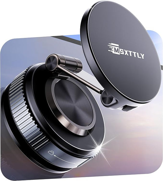 MSXTTLY Car Phone Holder Magnetic Phone Mount–360° Adjustable Suction Magnets for MagSafe, 2026 Upgrade Cell Phone Metal Carmount Travel Gifts, Compatible with iPhone 17 Pro Max 16 15 14 13 12 Plus
