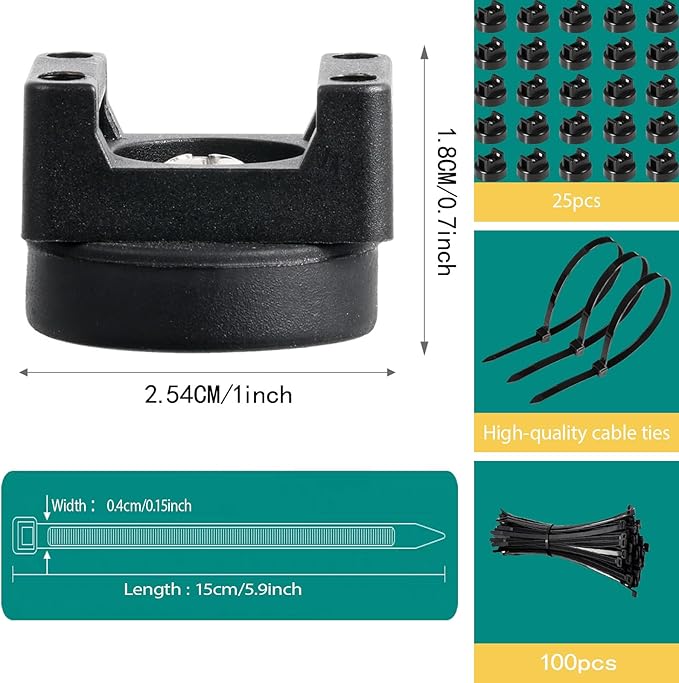 zbab1 Magnetic Zip Tie Mount Base, 35LBS Strong Magnetic Wire Holder & Cable Clips,Magnetic cable management for cars, offices, homes, and boats Diameter 25mm, 25 Pcs