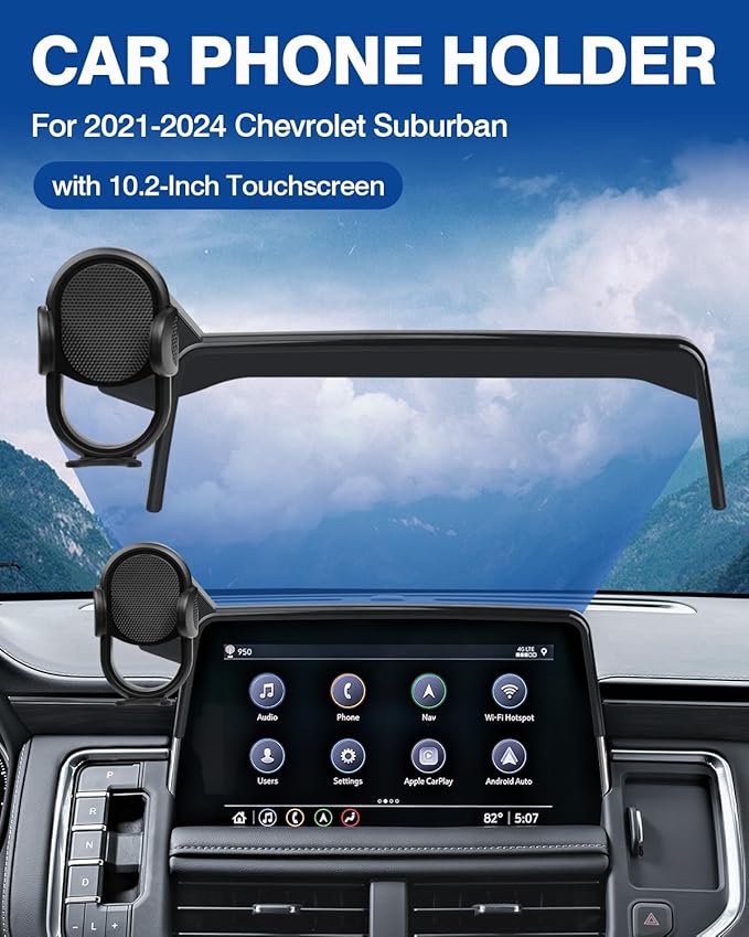 Autorder Car Phone Holder for 2021-2024 Chevrolet Chevy Suburban Tahoe/GMC Yukon Accessories Phone Mount 10.2-Inch Screen Cell Phone Automobile Cradles Hands-Free 360 Degree Rotation