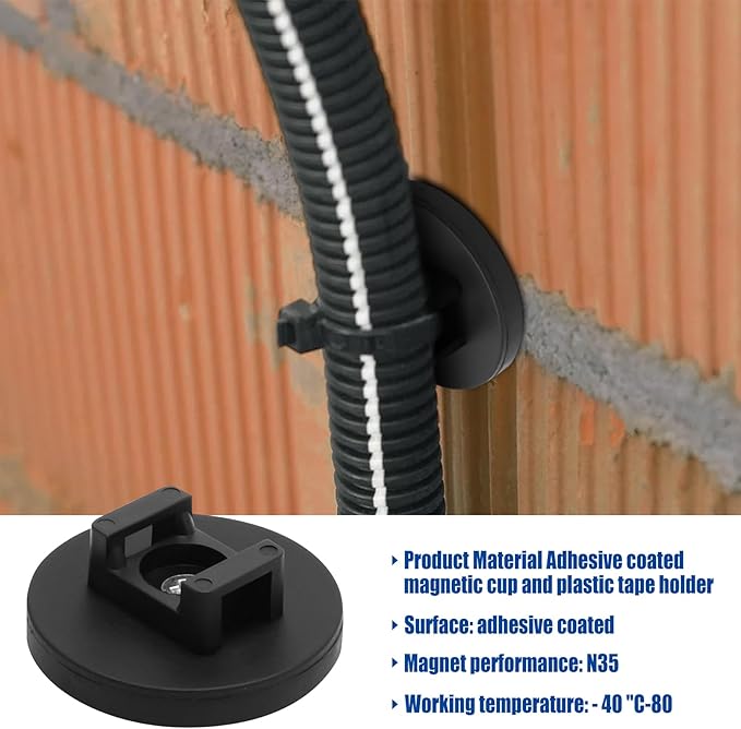 20Pcs Strong Magnetic Cable Zip Tie Base,Multipurpose Cable Ties Mount Wire Clips Management Base,Heavy Duty 18lbs Wire Cable Holder for Electrical Cable Wire (43mm, Count, 20)