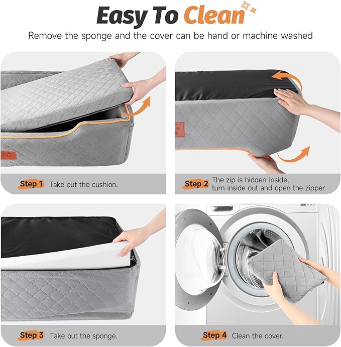XIEEAOZEE Large Dog Car Seat for Dods Under 100 Lbs, Memory Foam Dog Car Bed for Backseat & Trunk, Detachable and Washable Cover, Pet Travel Seat with Storage Pockets, 2 Safety Belts