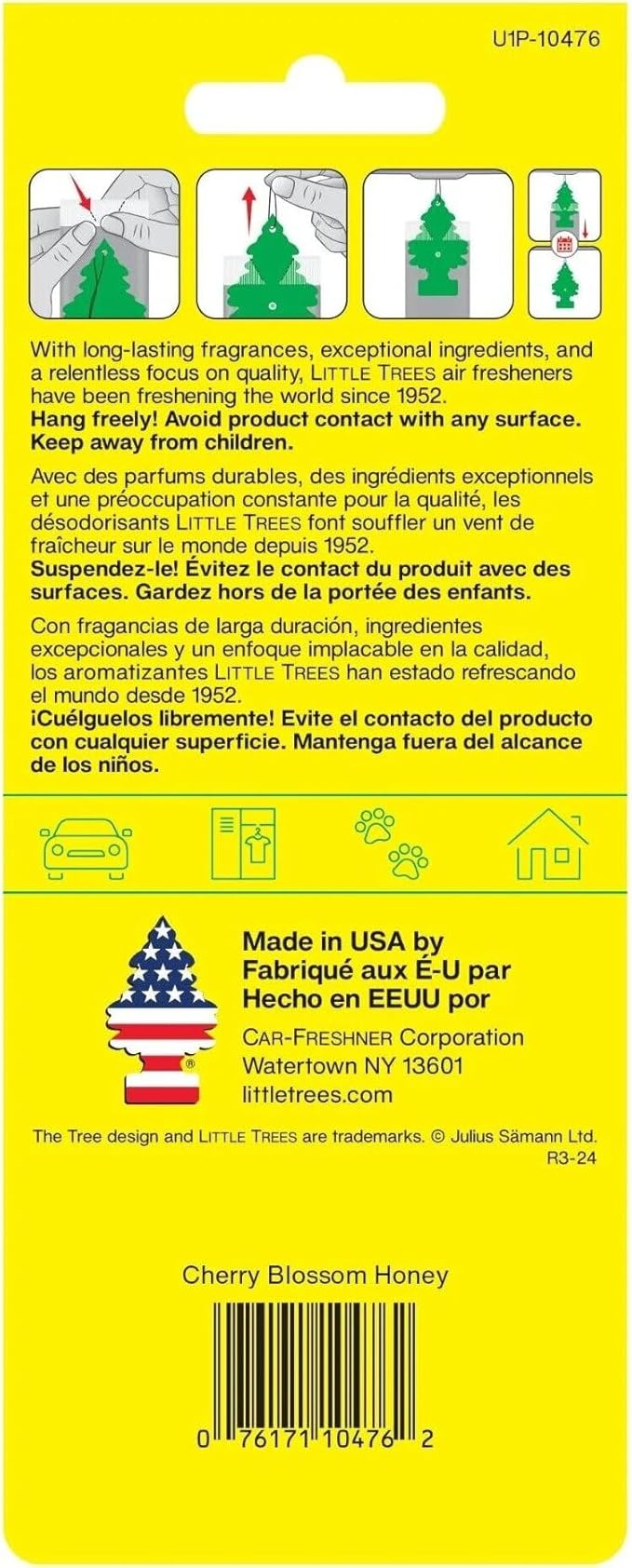 LITTLE TREES Car Air Freshener | Hanging Paper Tree for Home or Car | Cherry Blossom Honey | 6 Pack
