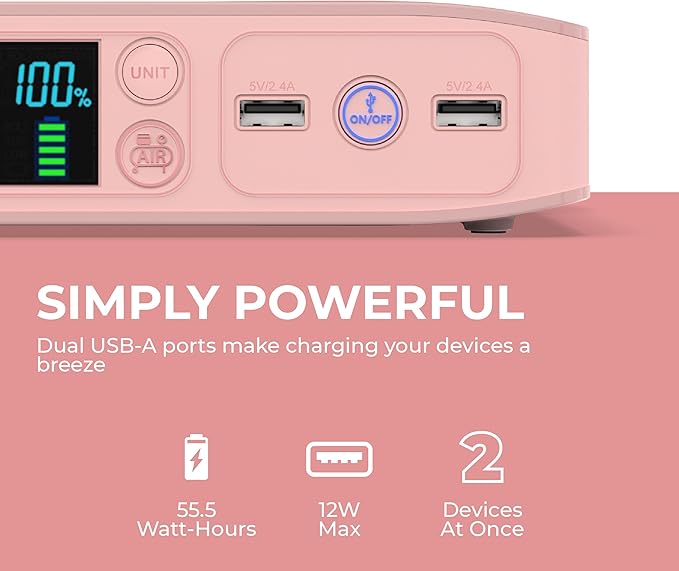 HALO Bolt Air+ 55500 Portable Car Battery Jump Starter | 100 PSI Air Compressor, 55.5Wh USB Power Bank, Emergency Floodlight & Charger, Jumps Cars SUVs & Trucks, Inflates Tires, TSA Approved — Rose