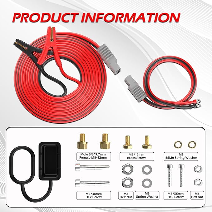 NOONE 2/0 Gauge 30 FT Heavy Duty Jumper Cables - 1500Amp Quick Connect Automotive Booster Jumper Cables for Car, SUV and Truck Battery - Jumper Cables Kit with Gloves, Goggles, Brushes in Carry Bag