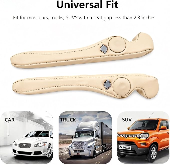 Inflatable Car Seat Gap Filler Strip - 2Pcs Leather Foldable Seat Gap Plug Blocker,Stop Dropping Items,Soft Interior Accessories for All Cars (Beige)