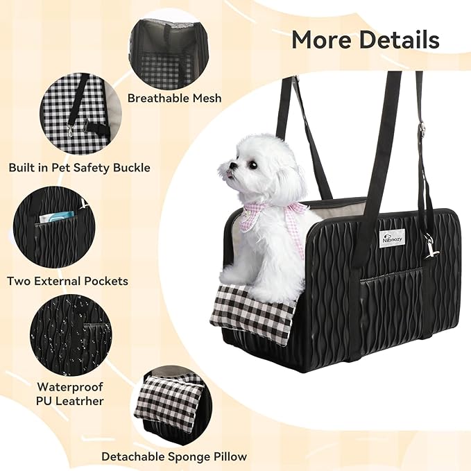 Center Console Dog Car Seat - Portable Armrest Booster Car Seats for Small Dogs, Detachable Washable Pet Carriers Puppy Essentials- Support Pet Up to 11lbs