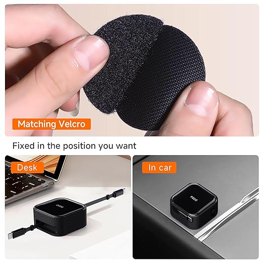 pzoz Retractable USB C Charging Cable, Two-Way Freely Retractable Charger/Data Type C for Desktop Car Cable Management Organizers Suitable iPhone/Samsung/MacBook/iPad