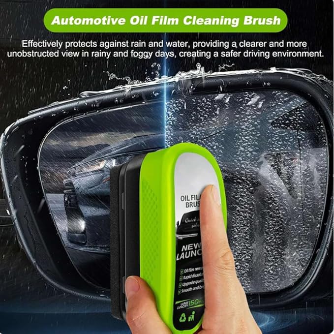 2026 Upgrade Clear Vision Windshield Cleaner, Clear Vision Glass Cleaner, Reusable Oil Film Cleaning Brush for Car Windows, Crystal-Clear View in Any Weather, Prevents Rain and Fog (1, 2.0 Green)