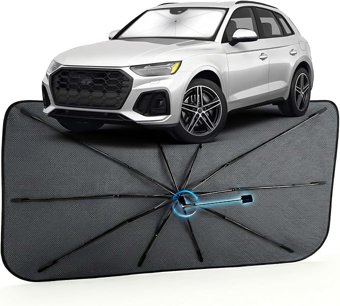 Car Windshield Sun Shade for Audi Q5 2018-2026 –[Reflective Coated Fabric] Sunshade Umbrella for Front Window, Car Shades Sun Visor Keep Car Cool and Protects Interior, 1:1 Exact Fit