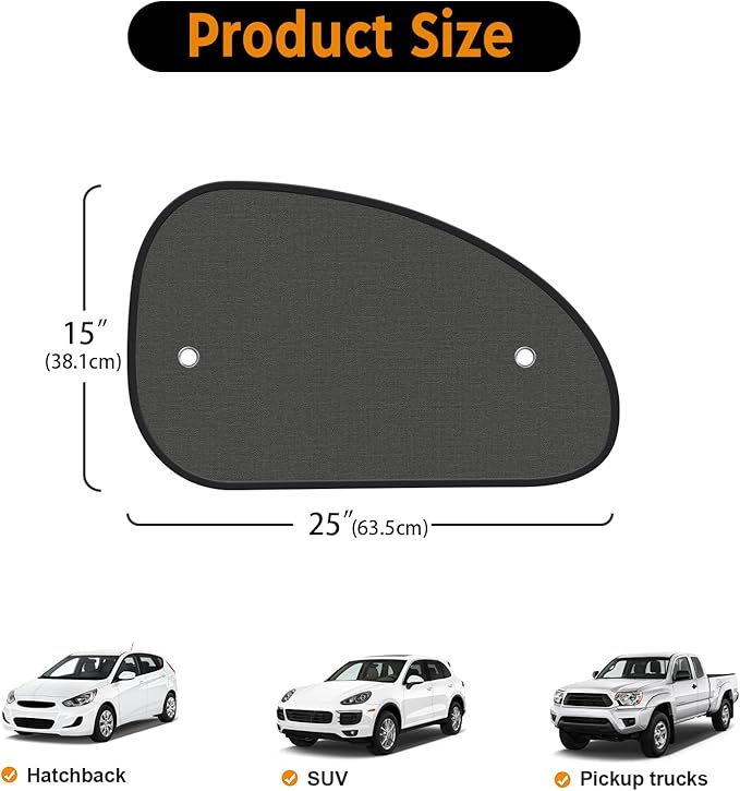 2026 New Upgrade Car Window Shades for Side Window 25"X15"(2 Pack),Car Window Shade for Baby Suction Cup,Sun Shade Side Window Can Blocks 99.98% UVR