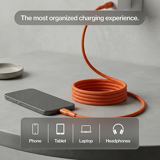 Statik MagStack Pro USB C to USB C Cable, Magnetic Type C Charger Fast Charging Cord, On The Go Magnetic Charging Cable for Car, Compatible with 16 Pro Max, 15, Galaxy S21, Orange 100W 3FT, 3 Pack