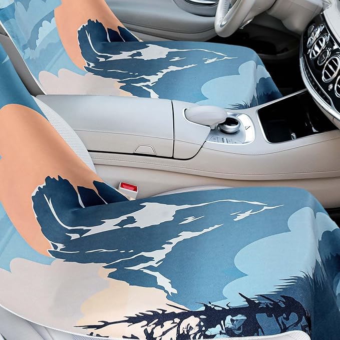 Hahafelt 2 Pack Car Seat Towel Covers with Storage Bag 63 x 32 Inch Athletic Running Towel Seat Sweat Washable Non Slip Cover Gift for Car Outdoor Sport Activities (Yellowstone National Park)