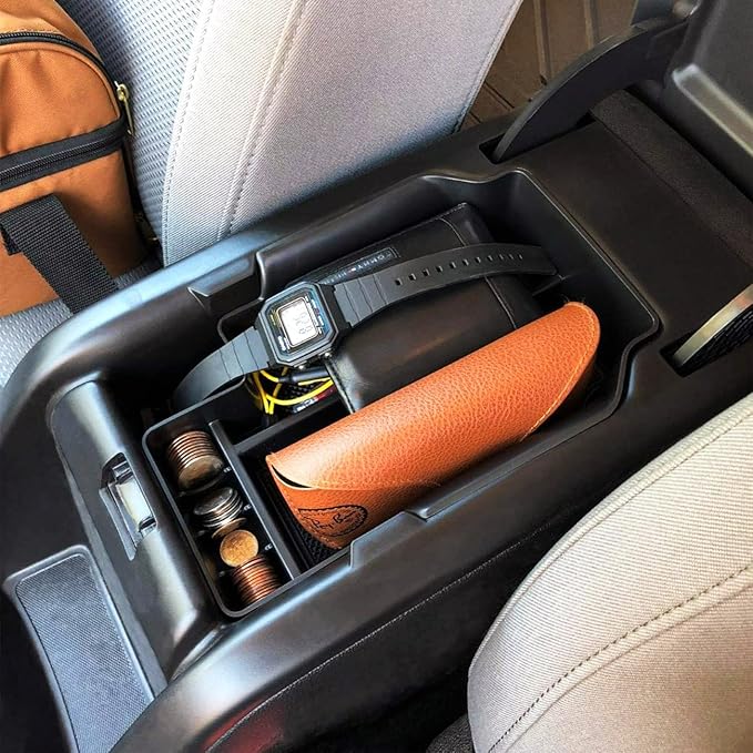 EDBETOS Center Console Organizer Tray Compatible with Chevy Colorado GMC Canyon Accessories 2015 2016 2017 2018 2019 2020 2021 2022 Armrest Secondary Storage Glove Box (Red Trim)