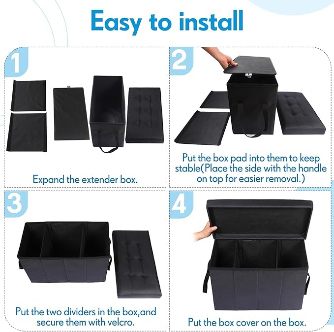 Car Back Seat Extender for Dogs up to 300lbs Car Seat Extender Back and Front Gap Filler with Storage Prevent Your Dogs from Falling Off(2 Pack)