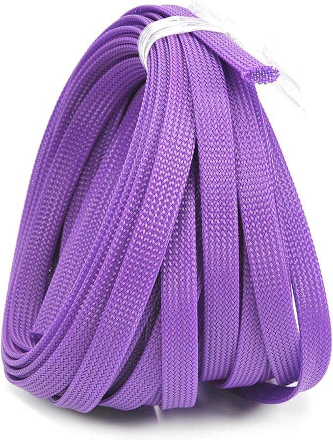 Aicosineg 32.81ft PET Flexible Braided Cable Sleeve 0.4inch Width Wire Loom Sleeving and Organizer Flexible Wire Mesh Sleeve Wrap Protector for TV Audio PC Cords from Pets Chewing Purple