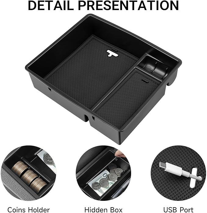 YOJOJOCO Center Console Organizer Compatible with Toyota 2026 2025 2024 Tacoma Accessories ABS Plastic Material Hidden Storage Box