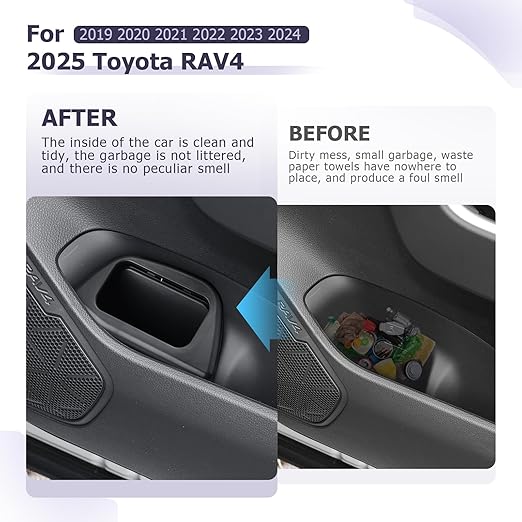 LUWU Car Trash Can Compatible with 2019 2020 2021 2022 2023 2024 2025 RAV4 Interior Accessories Car Trash with Lid Portable Mini Trash Dustbin Garbage Trash Bin Car Waste Bin Leak-Proof 2PCS