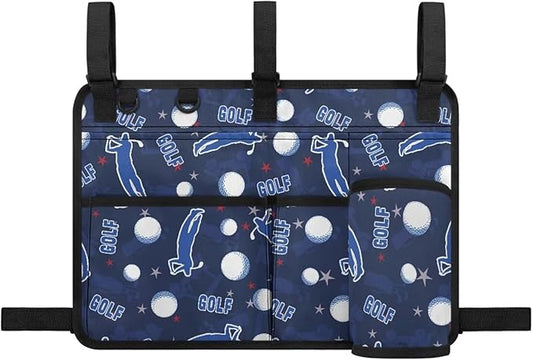 Golf Cart Storage Bag Non-Slip Golf Cart Rear Seat Organizer with 4 Pocket for Ezgo Yamaha Club Car and Other 2-Seat Golfs Carts