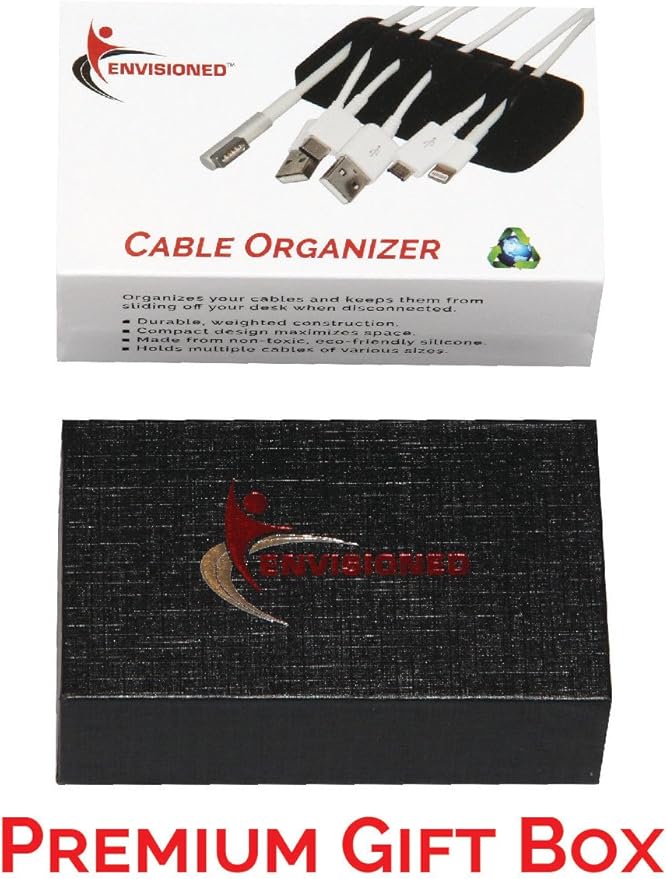 Heaviest Cable Organizer on The Market! Compact and Weighted Desktop Cord Holder and Cable Organizer, Eco-Friendly Silicone, No Bad Smell, Bundled with 4 Reusable Cable Ties! (Green)
