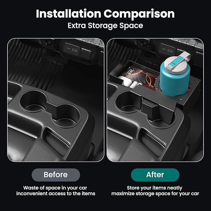 Metal Center Console Hanging Organizer Box with Cup Holder Compatible with 2019-2026 Chevy Silverado/GMC Sierra 1500 and 2020-2026 Chevrolet Silverado/Sierra 2500HD 3500HD Tray Accessories