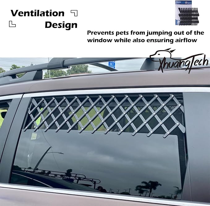XianghuangTechnology Window Pet Gate, Universal Pet Dog Puppy Ventilation Grill Mesh Vent Guard Safe Car Window Protection Mesh for Cars, Trucks & SUV - 2 Pack