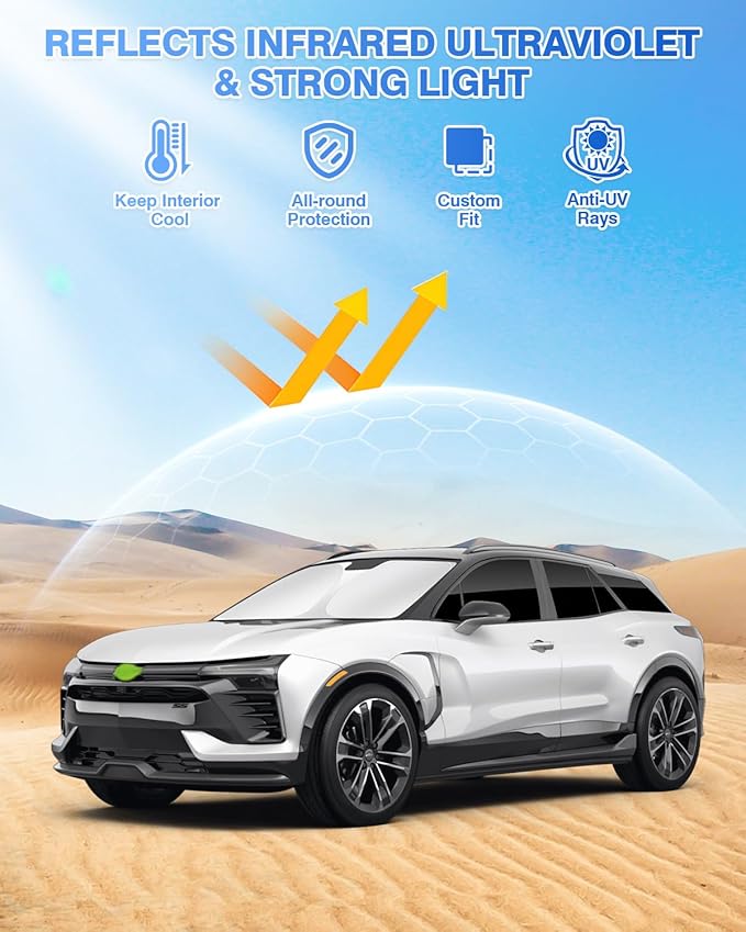 Canvcle Sunshades for 2024 2025 2026 Chevrolet/Chevy Blazer EV (NOT for Chevrolet Blazer) Accessories Windshield Sun Shade Side Rear Window Shade Cover Sun Visor Shield Privacy Protection Black 8PCS