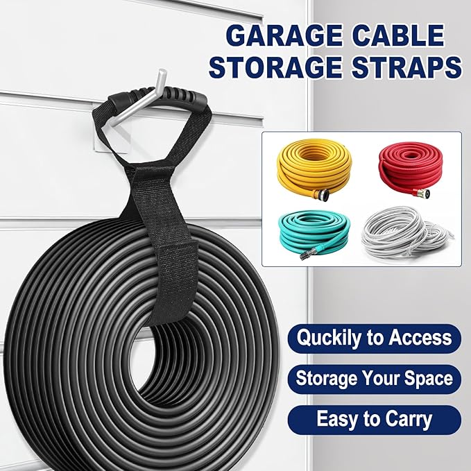 8 Pack One Hand Operation Adjustable Extension Cord Organizer Holder, Hose Rope Storage Straps Wrap for RV Shed Workshop Garage Organization, Gadgets Tools Gifts for Dad Men