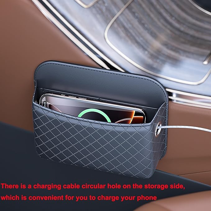 2 PCS Car Seat Side Storage Pocket Organizer Holder for Auto Door, Console, Vehicle Seat Gap Filler Tray Bag for Phone, Pen, Key, Sunglass, Invoice, Car Registration, Notepad, Card, USB Data Line