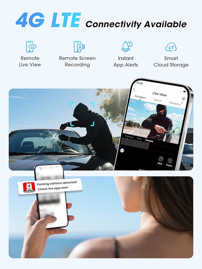 DDPAI 4K Dash Cam Front and Rear, Dual STARVIS 2 IMX678 IMX662 Dashcam,4K+1080P HDR Car Camera With Bulit-in 32G eMMC, 3K/60FPS,4G LTE Support,5G WiFi GPS, 3" IPS,Night Vision,24H Parking Mode,Z60 Pro