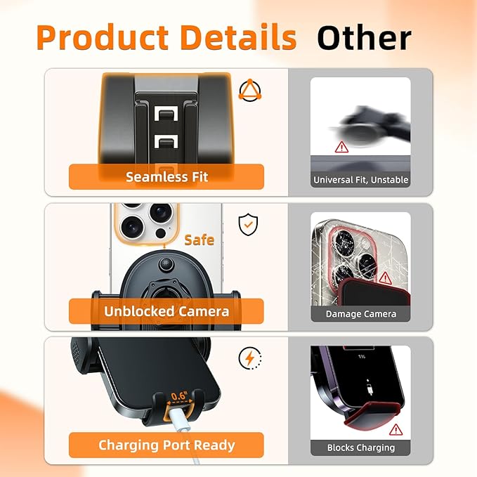 Phone Mount for Jeep Wrangler / Gladiator 2018-2023, Car Phone Holder for Dashboard - 360° Rotatable & Adjustable - Hands Free Cellphone Automobile Cradle, Car Interior Accessories for Jeep Wrangler