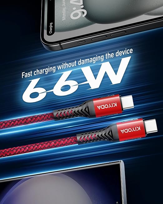 Coiled USB C Cable 3FT/6FT, 2Pack USB C to C Cable for Car USB-C Fast Charging Cord Braided USB C to USB C Cable for iPhone 17 16 15, iPad, Samsung Galaxy, Google Pixel and More USB C Device-Red