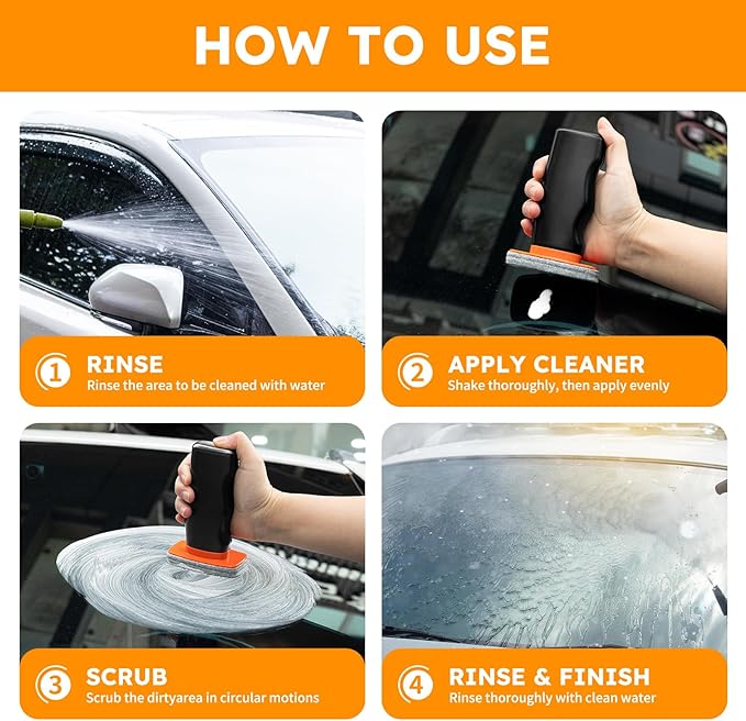 Glass Oil Film Remover for Car Windshield, Handheld Roll-On Glass Emulsion Cleaner with cleaning board, Removes Stubborn Oil Film & Grime for Improved Windshield Clarity for Safe Driving(3.5oz) (1)