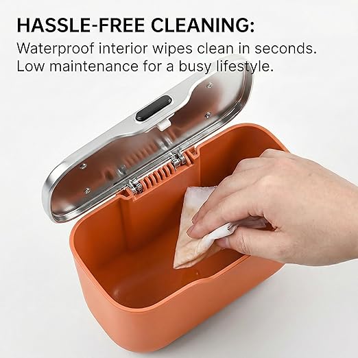 Car Trash Can with Lid - Leakproof Hanging Car Garbage Bin for Door & Seat Back - Waterproof Auto Trash Bag & Multifunctional Storage Organizer for SUV, Truck, Sedan (Orange)
