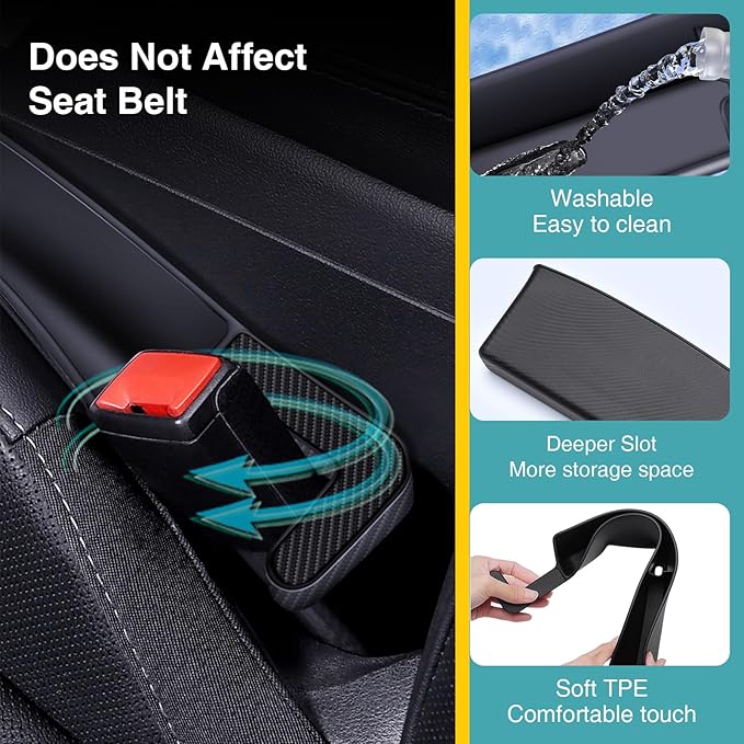 Car Seat Gap Filler Organizer, 2 Pack Front Seat Organizer - Universal Fit SUV Truck Console Side Storage Box for Holding Phone, Glasses, Car Interior Accessories