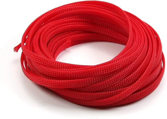 Aicosineg Cable Sleeve Braided Sleeving PET Wire Loom Tubing Cable 32.81ft-1/4inch Wrap Protector for HiFi Audio and Video Headphone Cable Protect Wires from Chewing of Pets Red