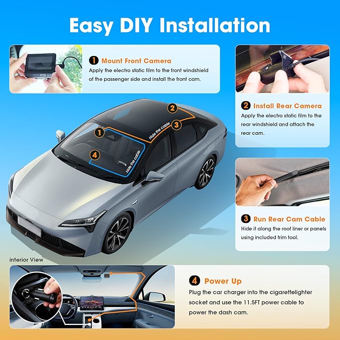 DDPAI 4K Dash Cam Front and Rear, Built-in 32G eMMC Dual Dash Car Camera,64GB Card Included Dashcam,Night Vision Dash Camera,5GHz WiFi, 7 Days Parking Mode,GPS,3" IPS, ADAS, WDR, Support 512GB,Z60